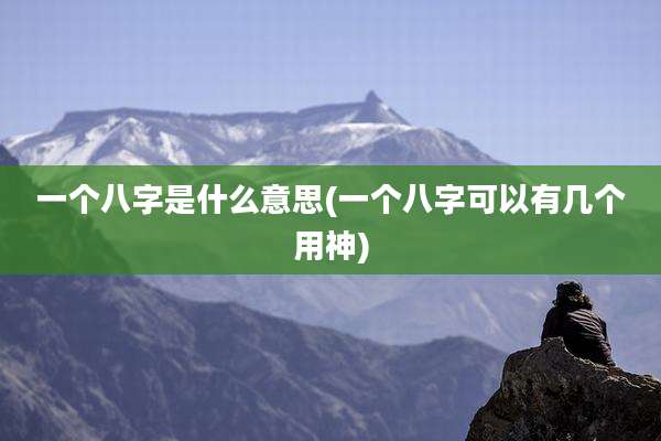 一个八字是什么意思(一个八字可以有几个用神)