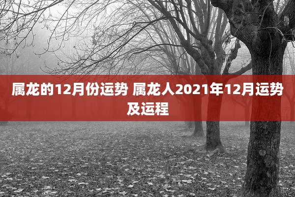 属龙的12月份运势 属龙人2021年12月运势及运程