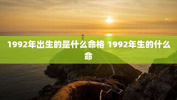 1992年出生的是什么命格 1992年生的什么命