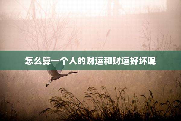 怎么算一个人的财运和财运好坏呢