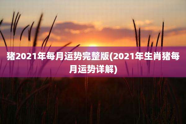 猪2021年每月运势完整版(2021年生肖猪每月运势详解)