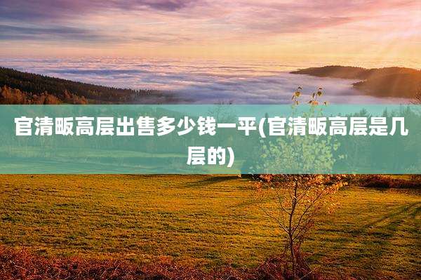 官清畈高层出售多少钱一平(官清畈高层是几层的)