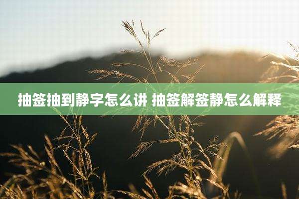 抽签抽到静字怎么讲 抽签解签静怎么解释
