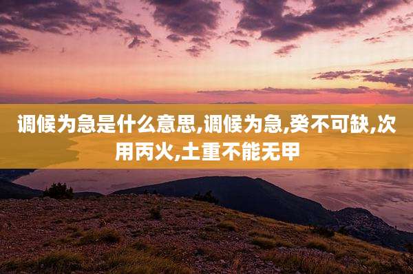 调候为急是什么意思,调候为急,癸不可缺,次用丙火,土重不能无甲