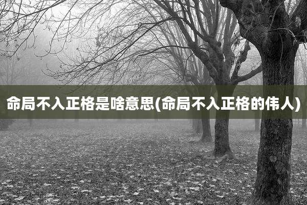 命局不入正格是啥意思(命局不入正格的伟人)
