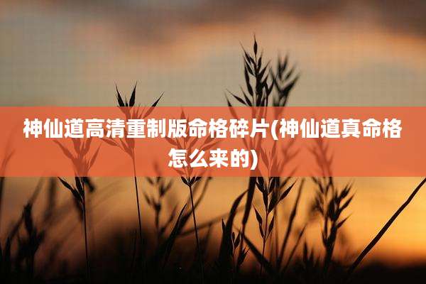 神仙道高清重制版命格碎片(神仙道真命格怎么来的)
