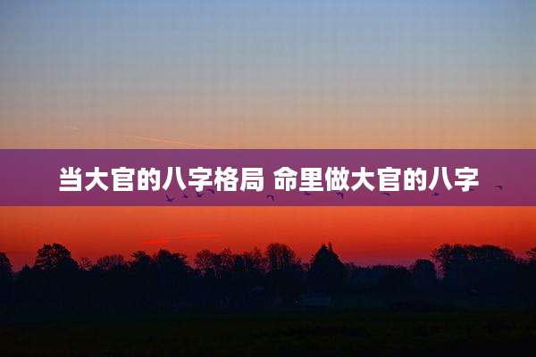 当大官的八字格局 命里做大官的八字