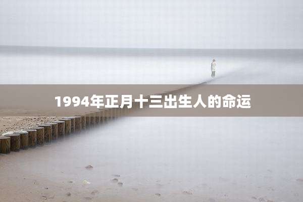 1994年正月十三出生人的命运