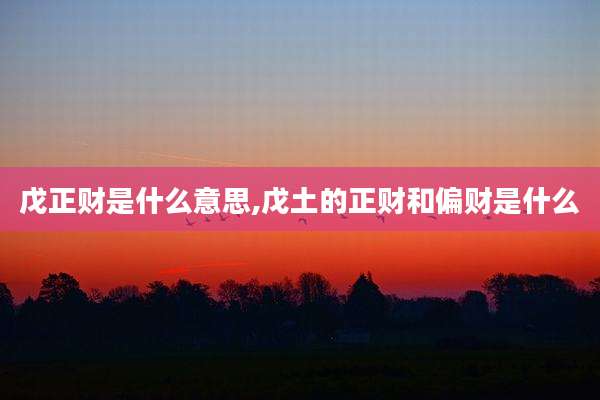 戊正财是什么意思,戊土的正财和偏财是什么