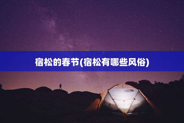宿松的春节(宿松有哪些风俗)