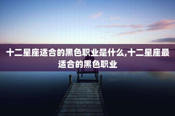 十二星座适合的黑色职业是什么,十二星座最适合的黑色职业