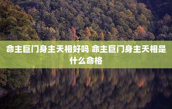 命主巨门身主天相好吗 命主巨门身主天相是什么命格