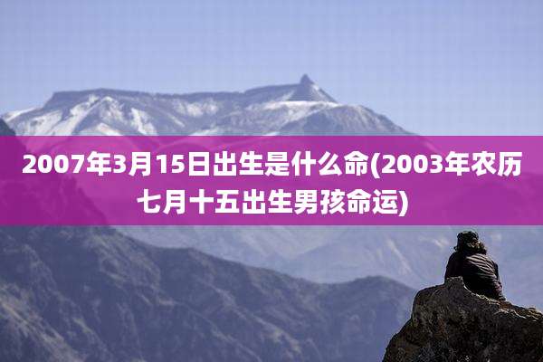 2007年3月15日出生是什么命(2003年农历七月十五出生男孩命运)