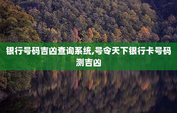 银行号码吉凶查询系统,号令天下银行卡号码测吉凶