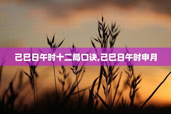 己巳日午时十二局口诀,己巳日午时申月