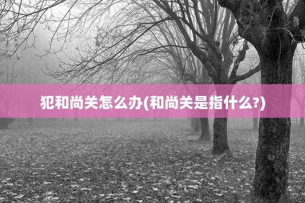 犯和尚关怎么办(和尚关是指什么?)