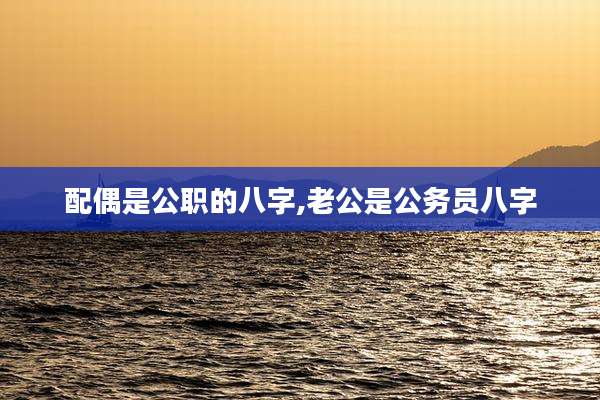 配偶是公职的八字,老公是公务员八字