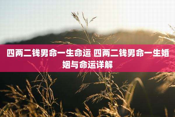 四两二钱男命一生命运 四两二钱男命一生婚姻与命运详解