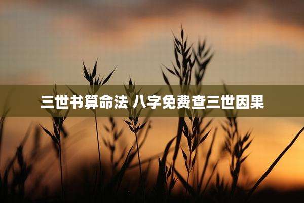 三世书算命法 八字免费查三世因果
