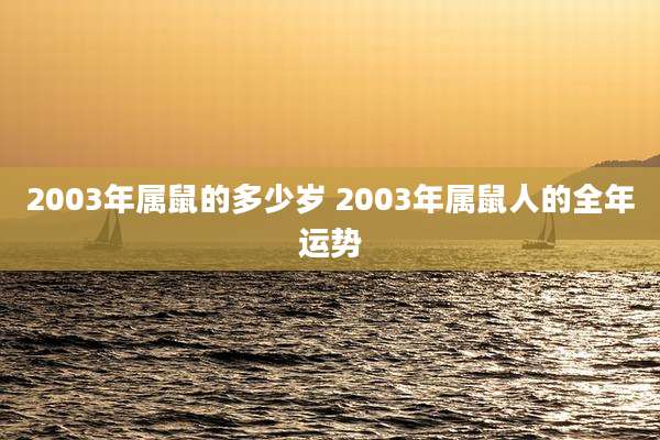 2003年属鼠的多少岁 2003年属鼠人的全年运势