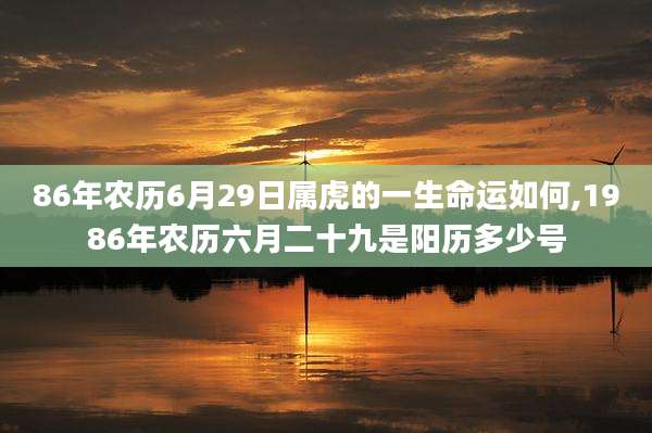 86年农历6月29日属虎的一生命运如何,1986年农历六月二十九是阳历多少号