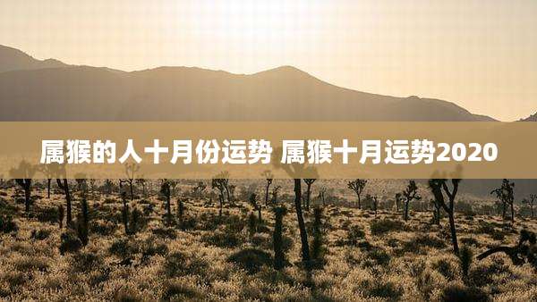 属猴的人十月份运势 属猴十月运势2020