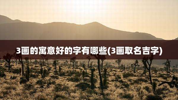 3画的寓意好的字有哪些(3画取名吉字)