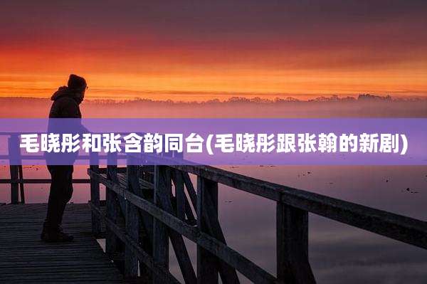 毛晓彤和张含韵同台(毛晓彤跟张翰的新剧)