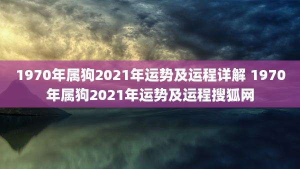 1970年属狗2021年运势及运程详解 1970年属狗2021年运势及运程搜狐网