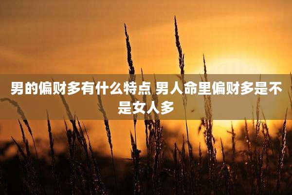 男的偏财多有什么特点 男人命里偏财多是不是女人多
