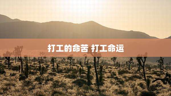 打工的命苦 打工命运