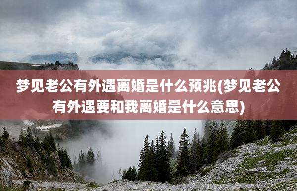 梦见老公有外遇离婚是什么预兆(梦见老公有外遇要和我离婚是什么意思)