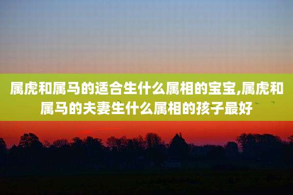 属虎和属马的适合生什么属相的宝宝,属虎和属马的夫妻生什么属相的孩子最好