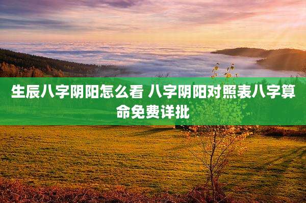 生辰八字阴阳怎么看 八字阴阳对照表八字算命免费详批