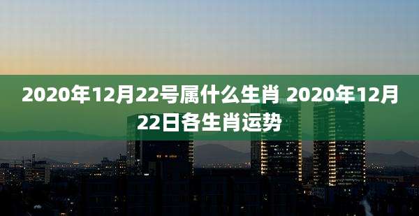 2020年12月22号属什么生肖 2020年12月22日各生肖运势