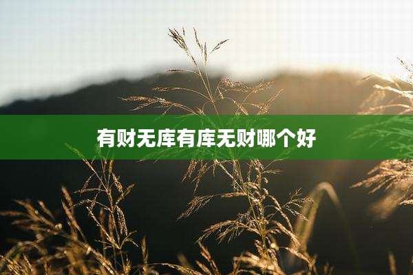 有财无库有库无财哪个好