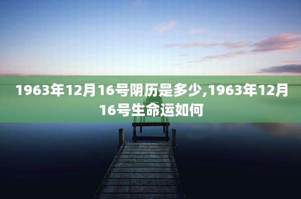 1963年12月16号阴历是多少,1963年12月16号生命运如何