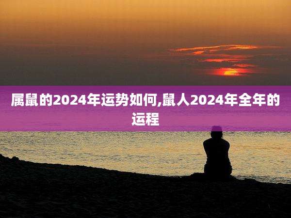 属鼠的2024年运势如何,鼠人2024年全年的运程