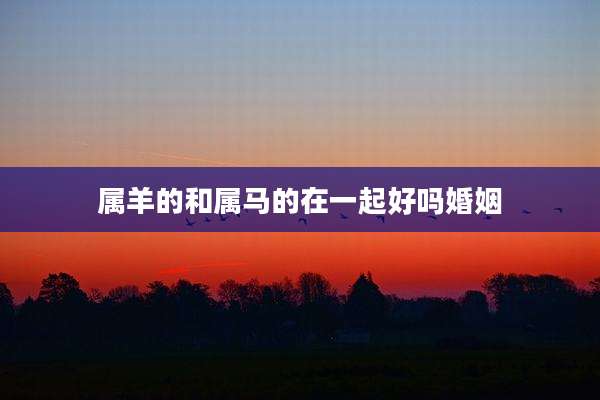 属羊的和属马的在一起好吗婚姻