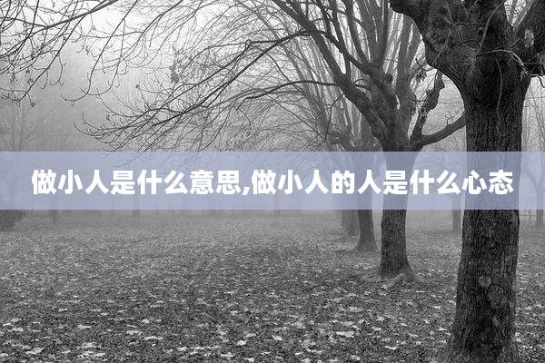 做小人是什么意思,做小人的人是什么心态
