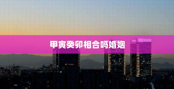 甲寅癸卯相合吗婚姻
