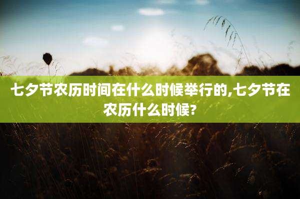 七夕节农历时间在什么时候举行的,七夕节在农历什么时候?