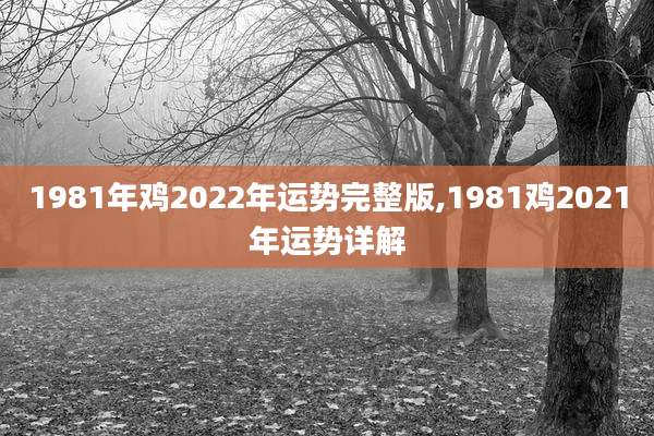 1981年鸡2022年运势完整版,1981鸡2021年运势详解