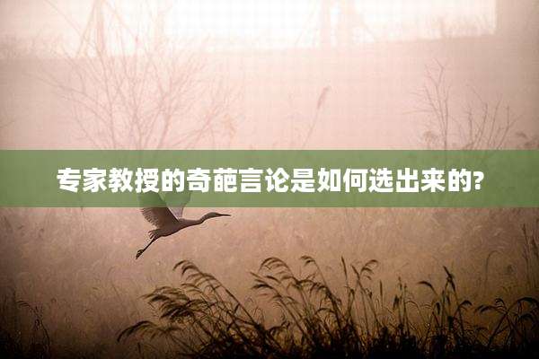 专家教授的奇葩言论是如何选出来的?