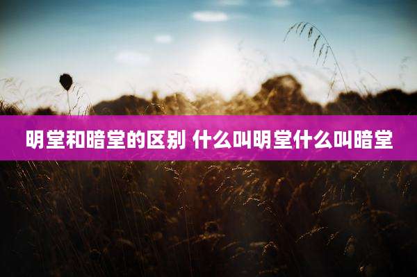 明堂和暗堂的区别 什么叫明堂什么叫暗堂