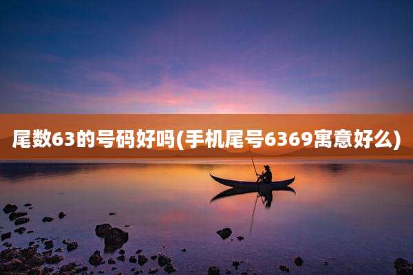 尾数63的号码好吗(手机尾号6369寓意好么)