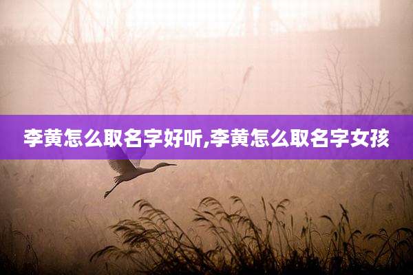 李黄怎么取名字好听,李黄怎么取名字女孩