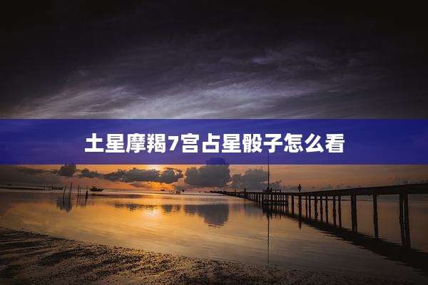 土星摩羯7宫占星骰子怎么看
