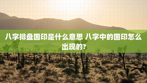 八字排盘国印是什么意思 八字中的国印怎么出现的?