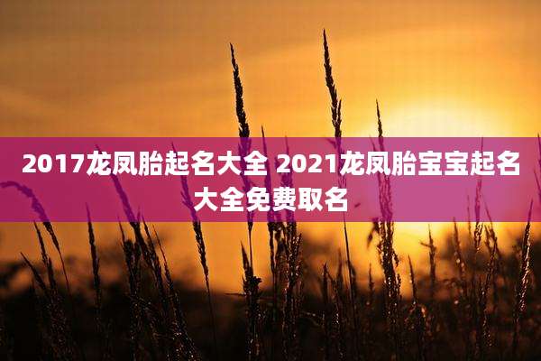 2017龙凤胎起名大全 2021龙凤胎宝宝起名大全免费取名